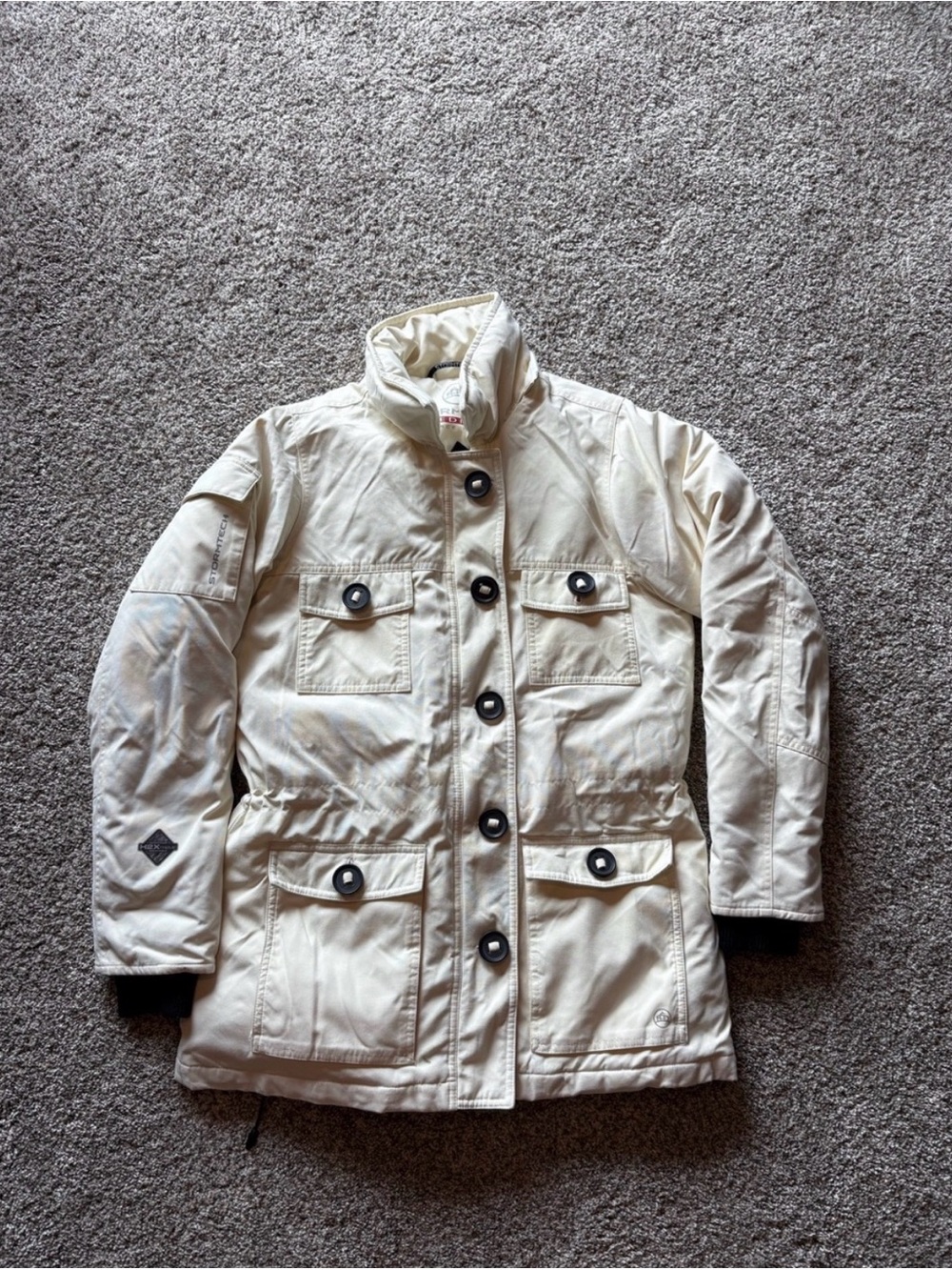 Women's Cream Utility Puffer Jacket - Practical Warmth